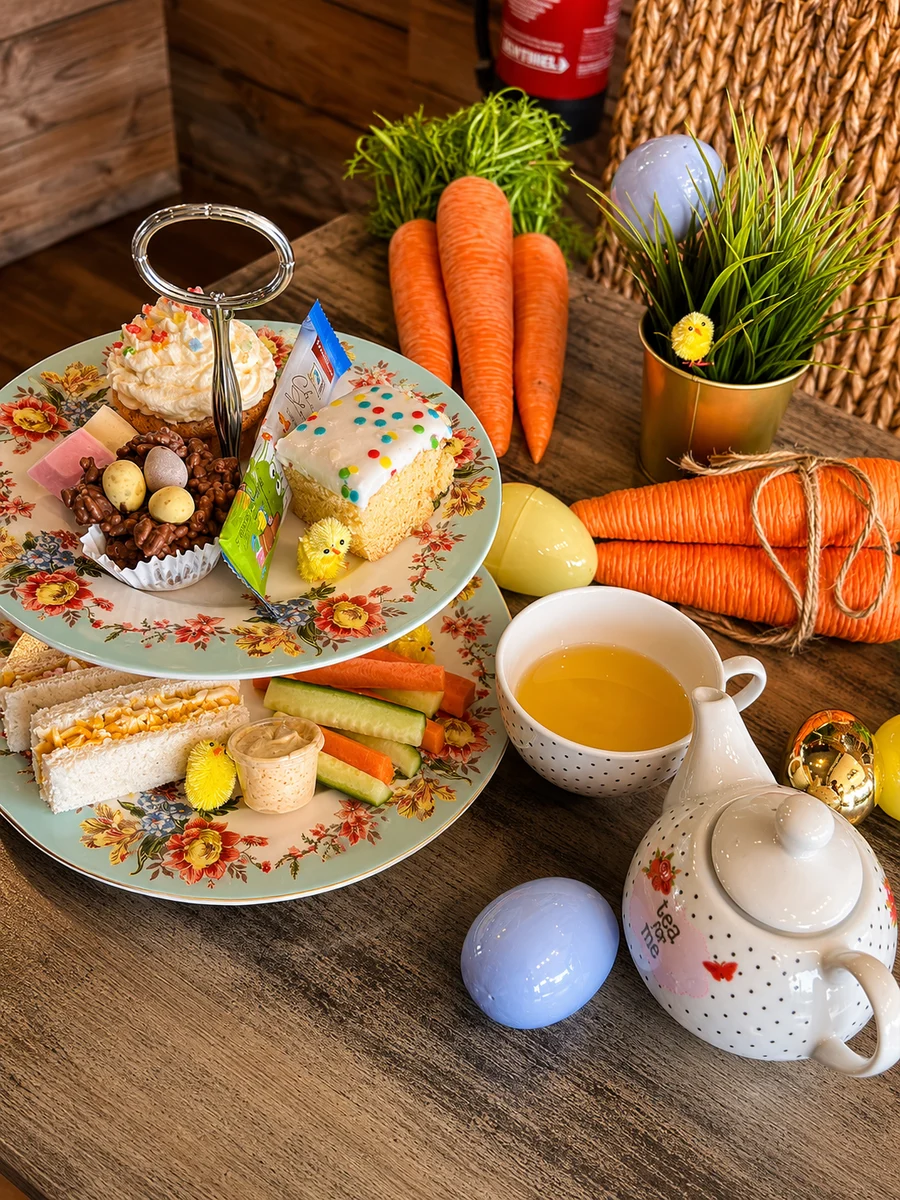 Easter-themed sweet treats with cake and carrots